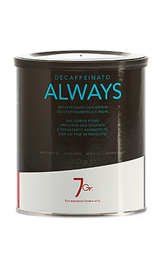 7Gr. Caffe Always Decaffeinato gemahlen 250g Dose 7Gr. Caffe Always Decaffeinato gemahlen 250g Dose